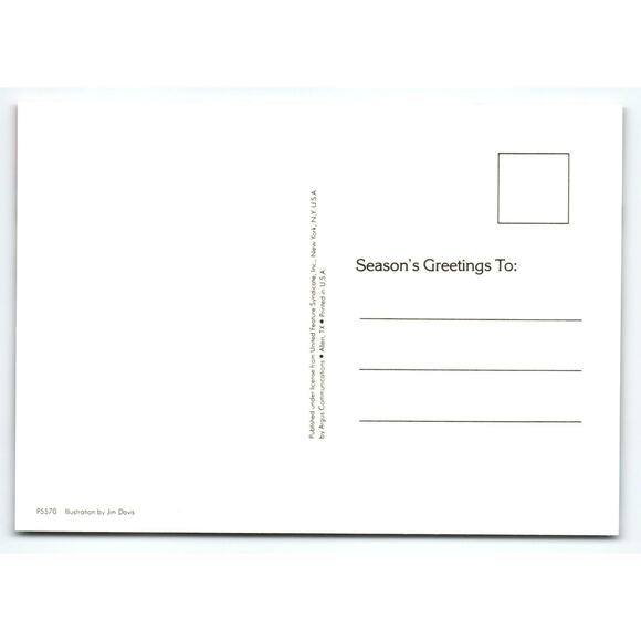 Vintage Garfield Christmas Postcard "Caution Low-Flying Sleighs" Reindeer Unused - Picture 2 of 2